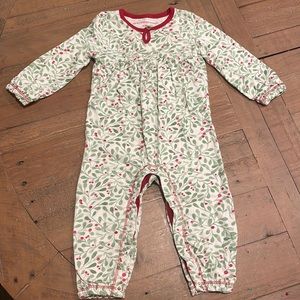 Burt’s Bees Baby Romper Jumpsuit-Christmas Holly Print